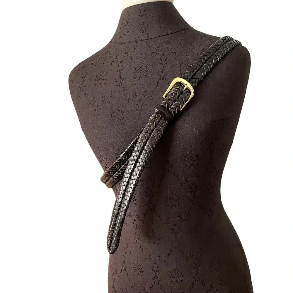 L. L. Bean Black Woven Leather Belt Size 42